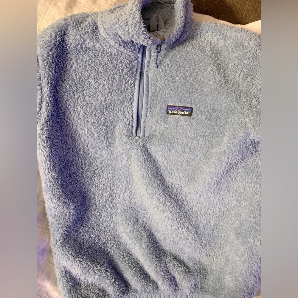 Panagonia zip front pullover sz xxs, baby blue grey